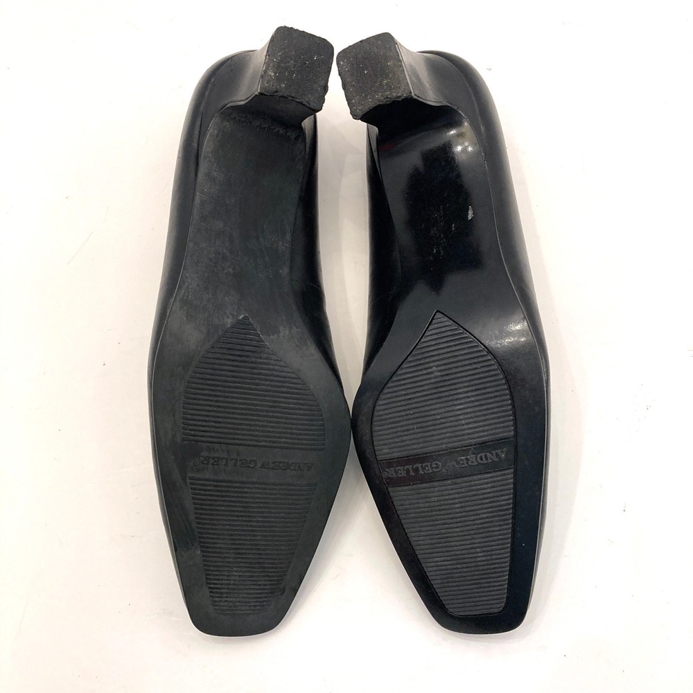 Vtg Andrew Geller Magic Maestro Heels Pumps Womens 7 Black Leather Square Toe - Picture 7 of 9